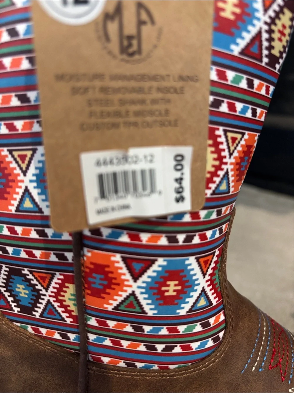 Twister Western cowgirl boots,Aztec print,TPR outsole,slip in